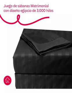 Foto 4 | Juego De Sábanas Matrimonial 3000 Hilos Color Negro + Termo De Agua De Regalo Güish