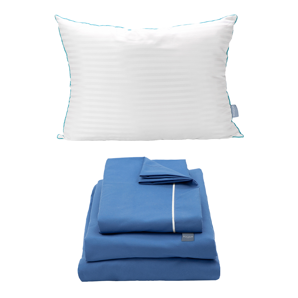 Foto 2 pulgar | Sábanas Rogga Royal Touch Color Azul Medio Individual + Almohada Royal