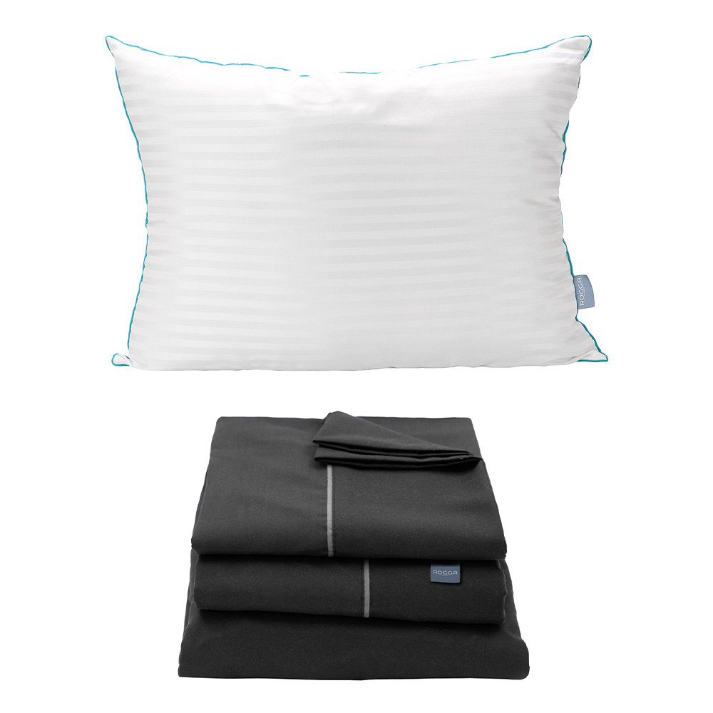 Sábanas Rogga Royal Touch Color Negro Individual + Almohada Royal