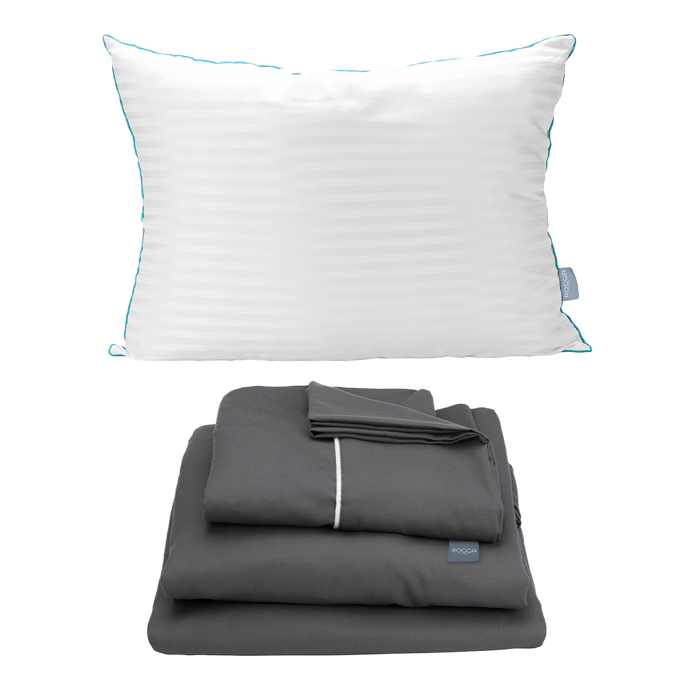 Foto 2 pulgar | Sábanas Rogga Royal Touch Color Gris Oxford Individual + Almohada Royal