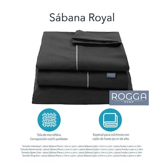 Foto 7 | Sábanas Rogga Royal Touch Color Negro King Size + Almohada Royal Twin