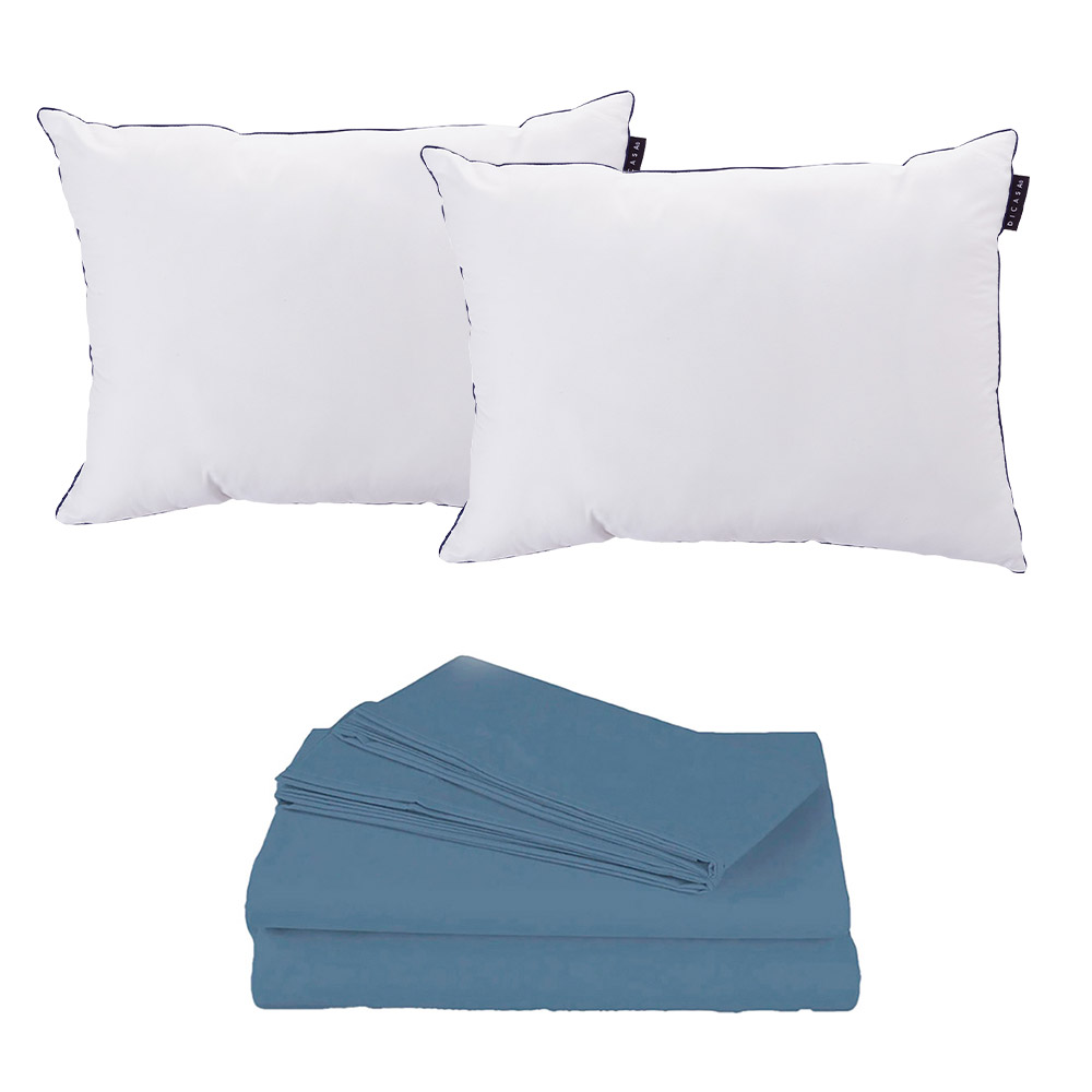 Foto 1 | Sábanas Dicasa Basic Azul Acero Matrimonial + Almohada One 2