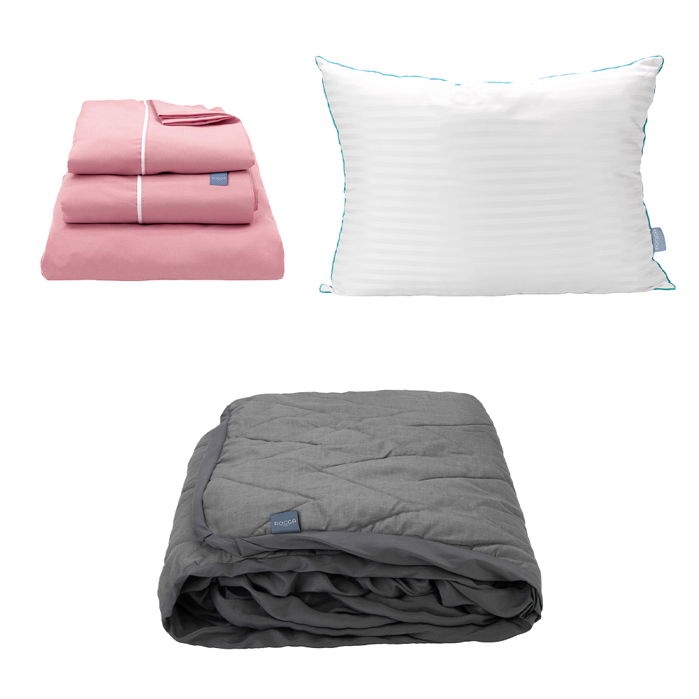 Sábanas Rogga Royal Touch Color Rosa Individual + Protector Lux + Almohada Royal