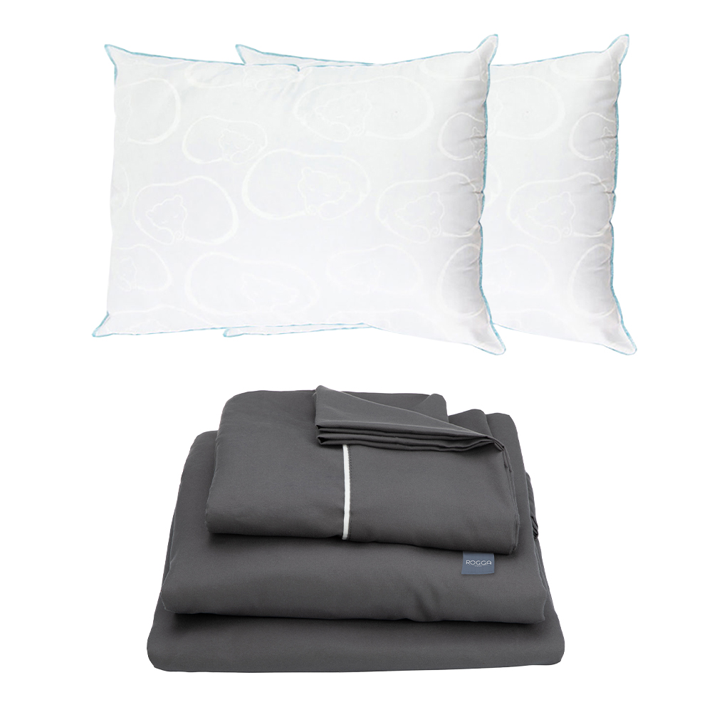 Sábanas Rogga Royal Touchl Color Gris Oxford King Size + Almohada Osos 2