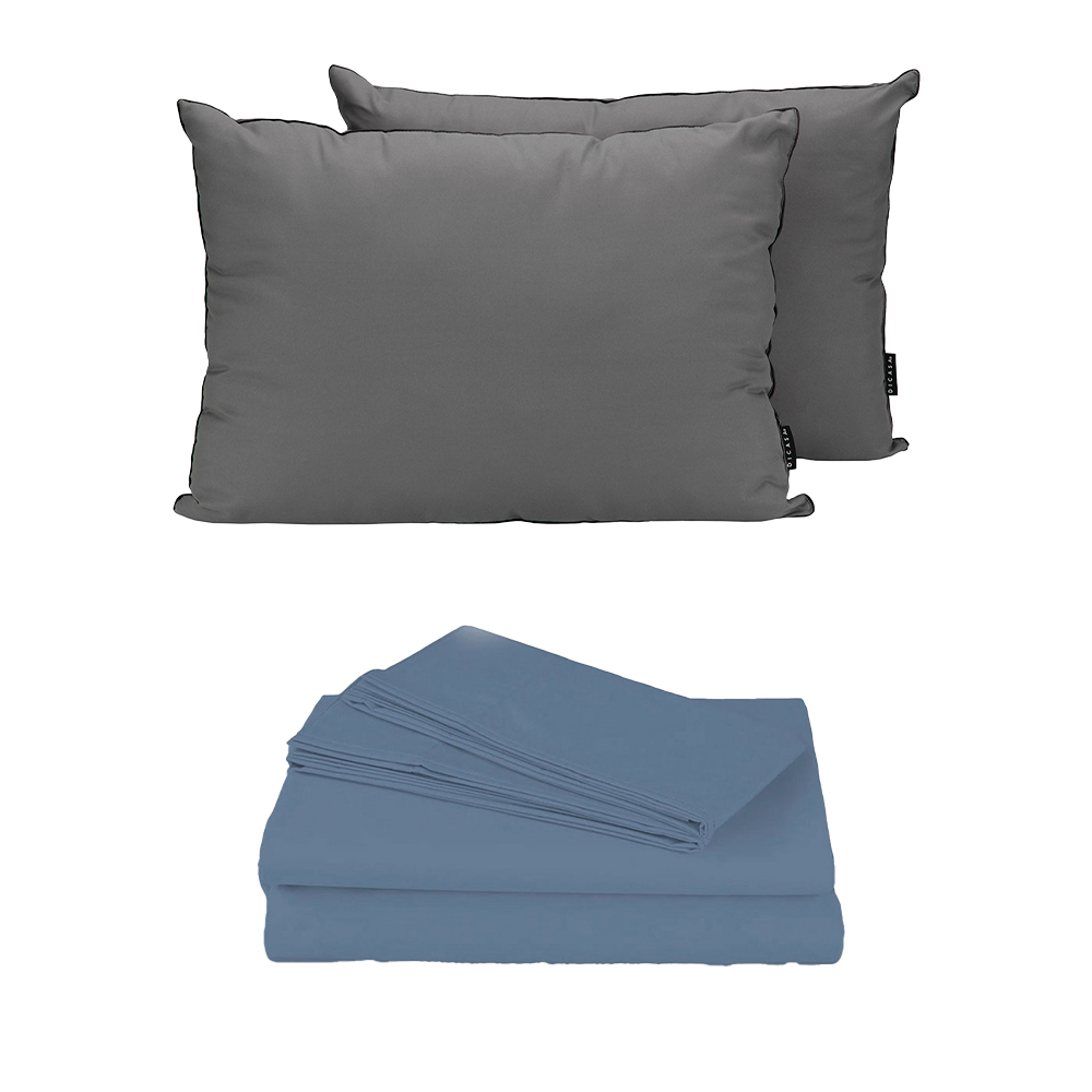 Foto 2 pulgar | Sábanas Dicasa Basic Azul Acero Matrimonial + Almohada 2-pack
