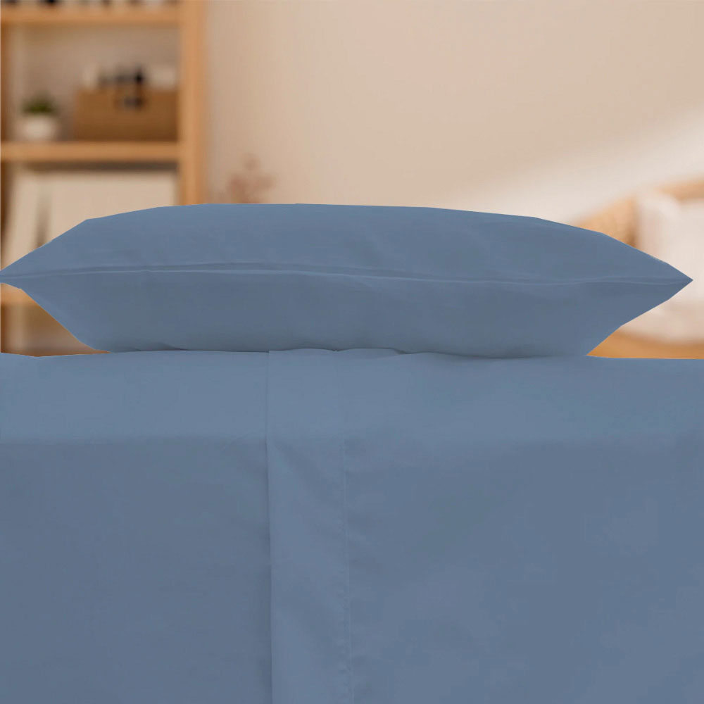 Foto 6 | Sábanas Dicasa Basic Azul Acero Matrimonial + Almohada 2-pack