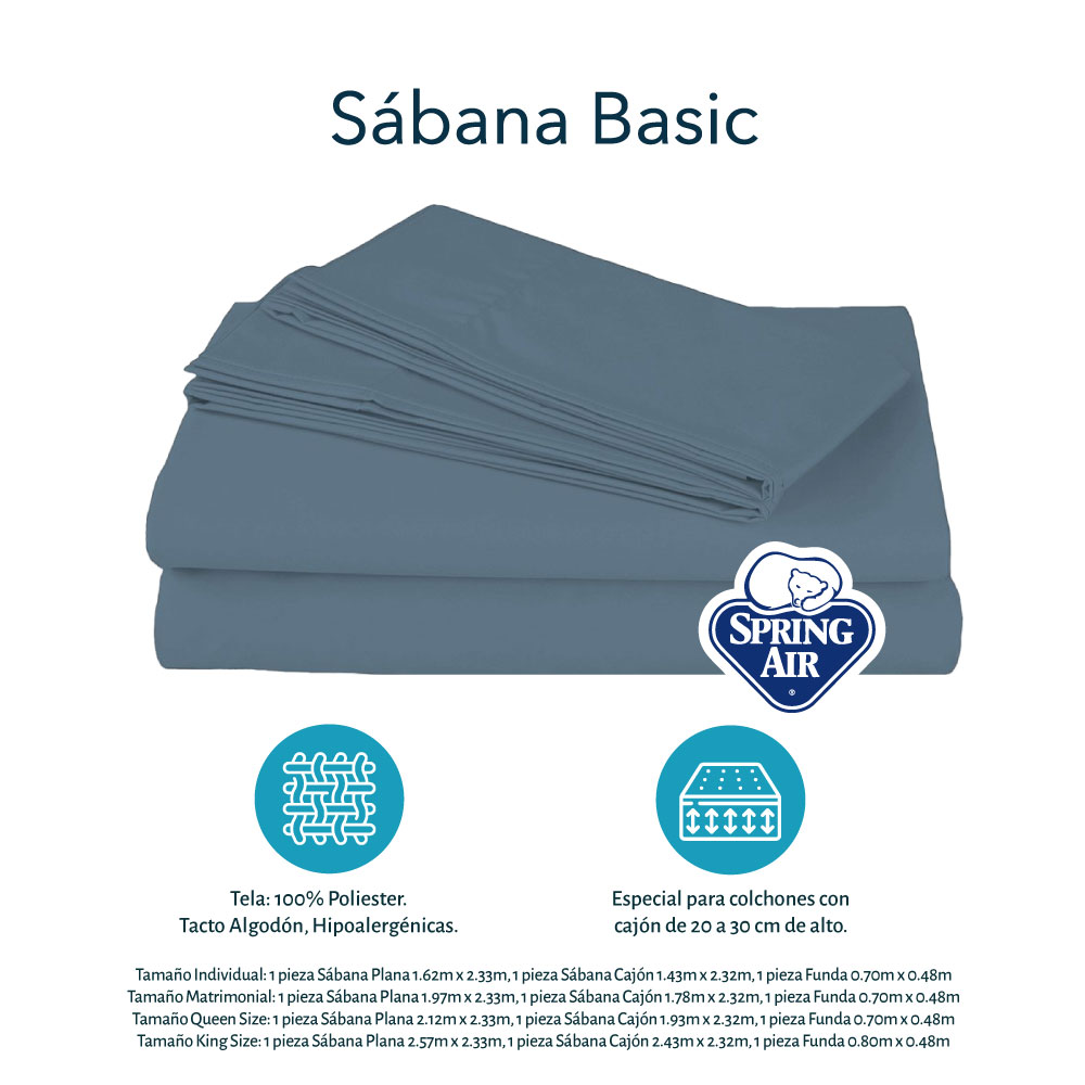 Foto 7 | Sábanas Dicasa Basic Azul Acero Matrimonial + Almohada 2-pack