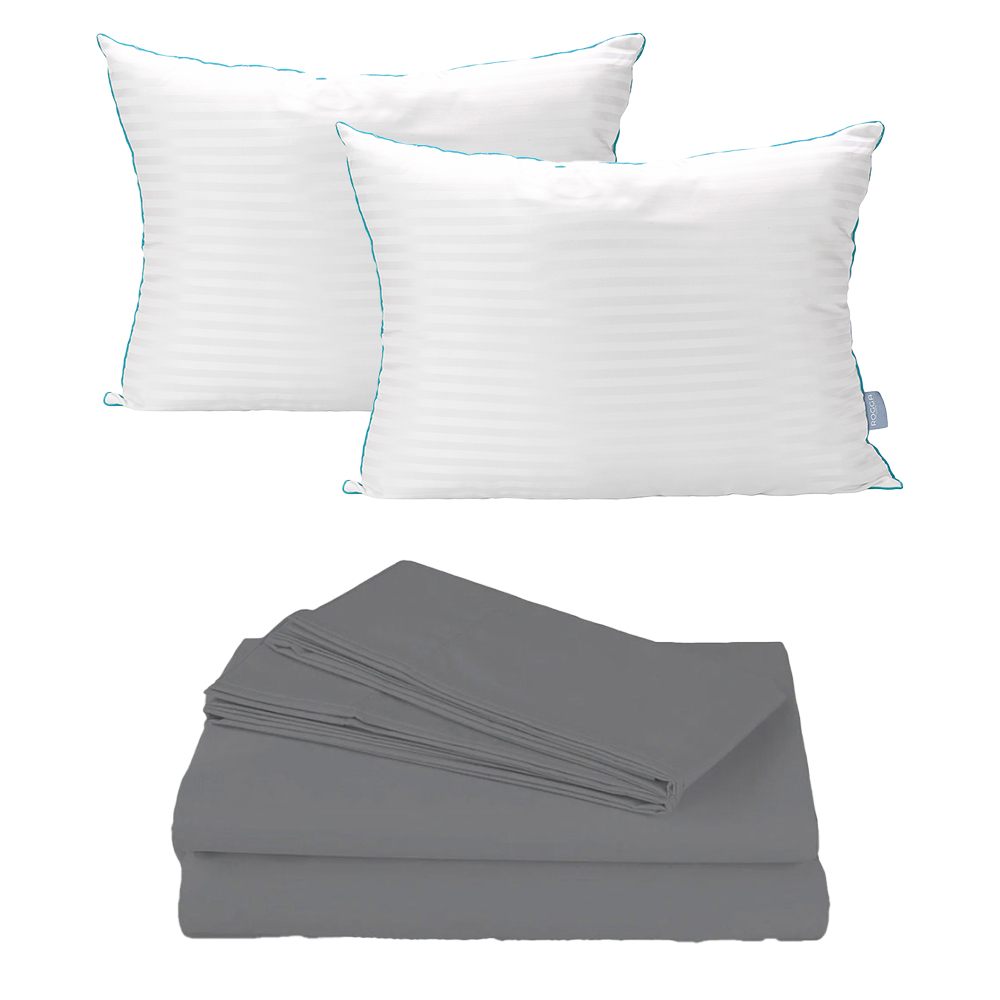 Sábanas Dicasa Basic Grey Queen Size + Almohada Royal Twin