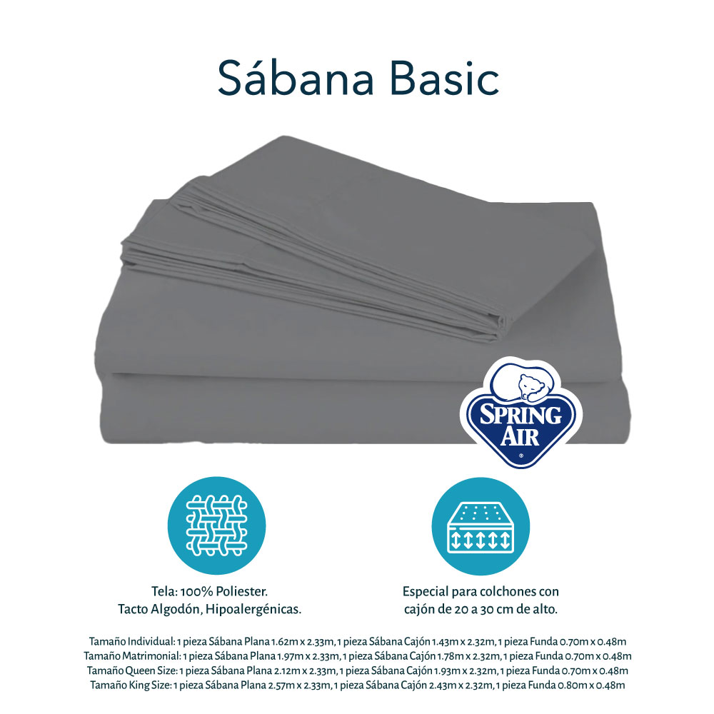 Foto 7 | Sábanas Dicasa Basic Grey Queen Size + Almohada Royal Twin