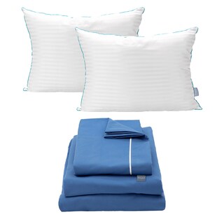 Foto 1 | Sábanas Rogga Royal Touch Color Azul Medio Queen Size + Almohada Royal Twin