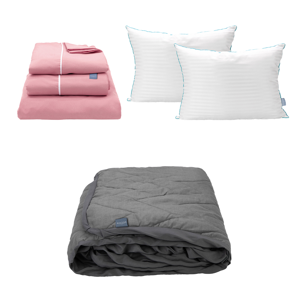 Foto 1 | Sábanas Rogga Royal Touch Color Rosa Queen Size + Protector Lux + Almohada Royal Twin
