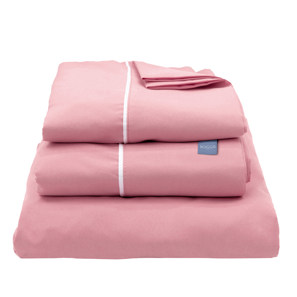 Foto 2 | Sábanas Rogga Royal Touch Color Rosa Queen Size + Protector Lux + Almohada Royal Twin
