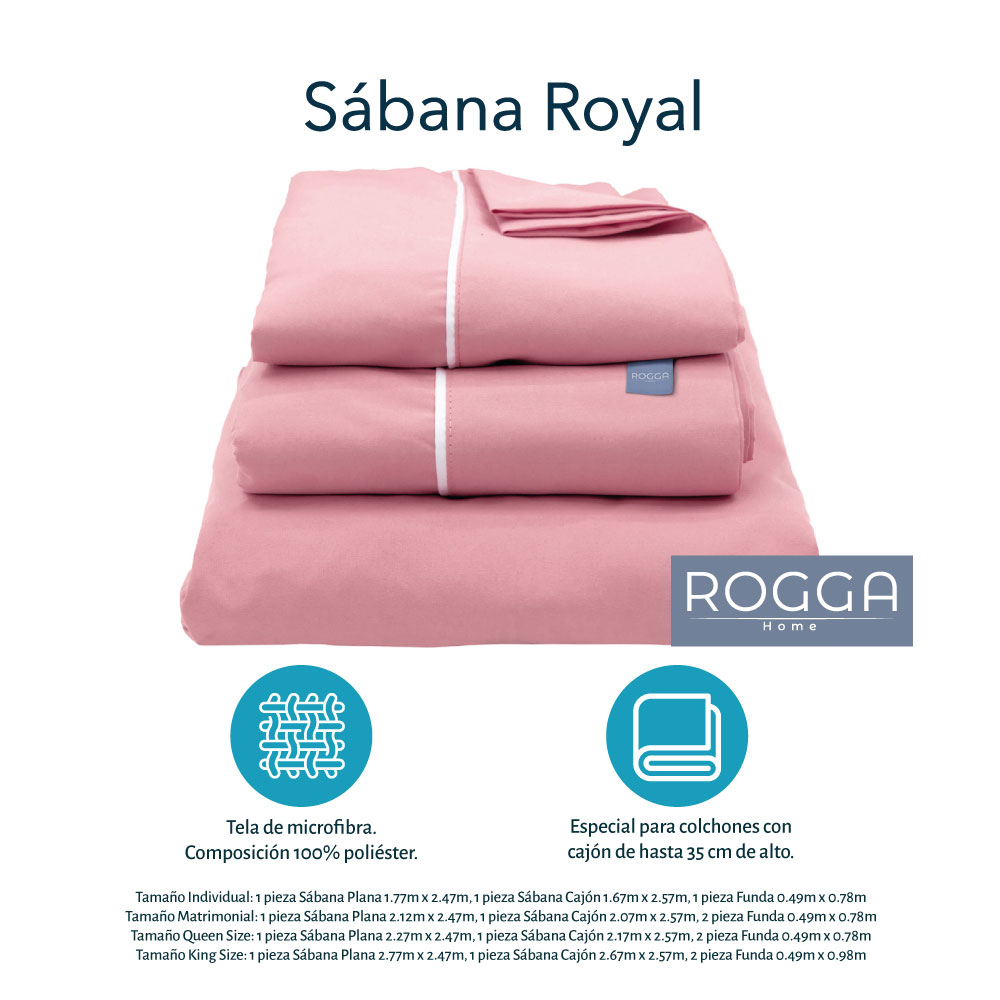 Foto 7 pulgar | Sábanas Rogga Royal Touch Color Rosa Queen Size + Protector Lux + Almohada Royal Twin