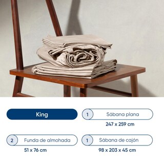 Foto 8 | Juego De Sábanas De Algodón Tipo Satín Luuna, King Size, 1 Juego De 4 Piezas