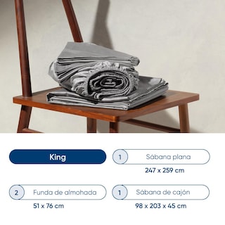 Foto 8 | Juego De Sábanas De Algodón Tipo Satín Luuna, King Size, 1 Juego De 4 Piezas