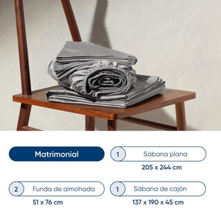 Foto 8 | Juego De Sábanas De Algodón Tipo Satín Luuna, Matrimonial, 1 Juego De 4 Piezas