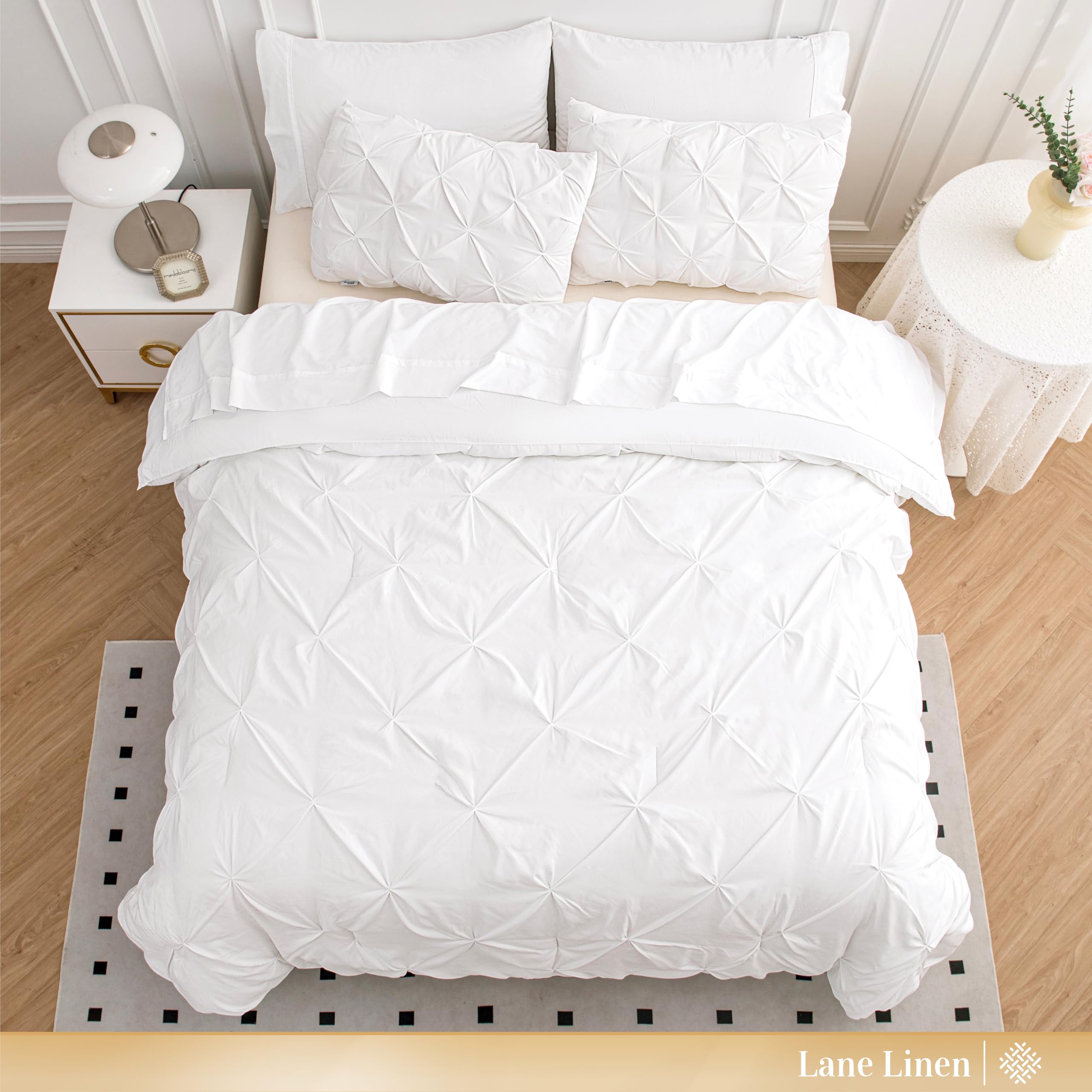 Foto 5 pulgar | Juego De Edredón Lane Linen White Queen Con Sábanas, 7 Piezas - Venta Internacional.