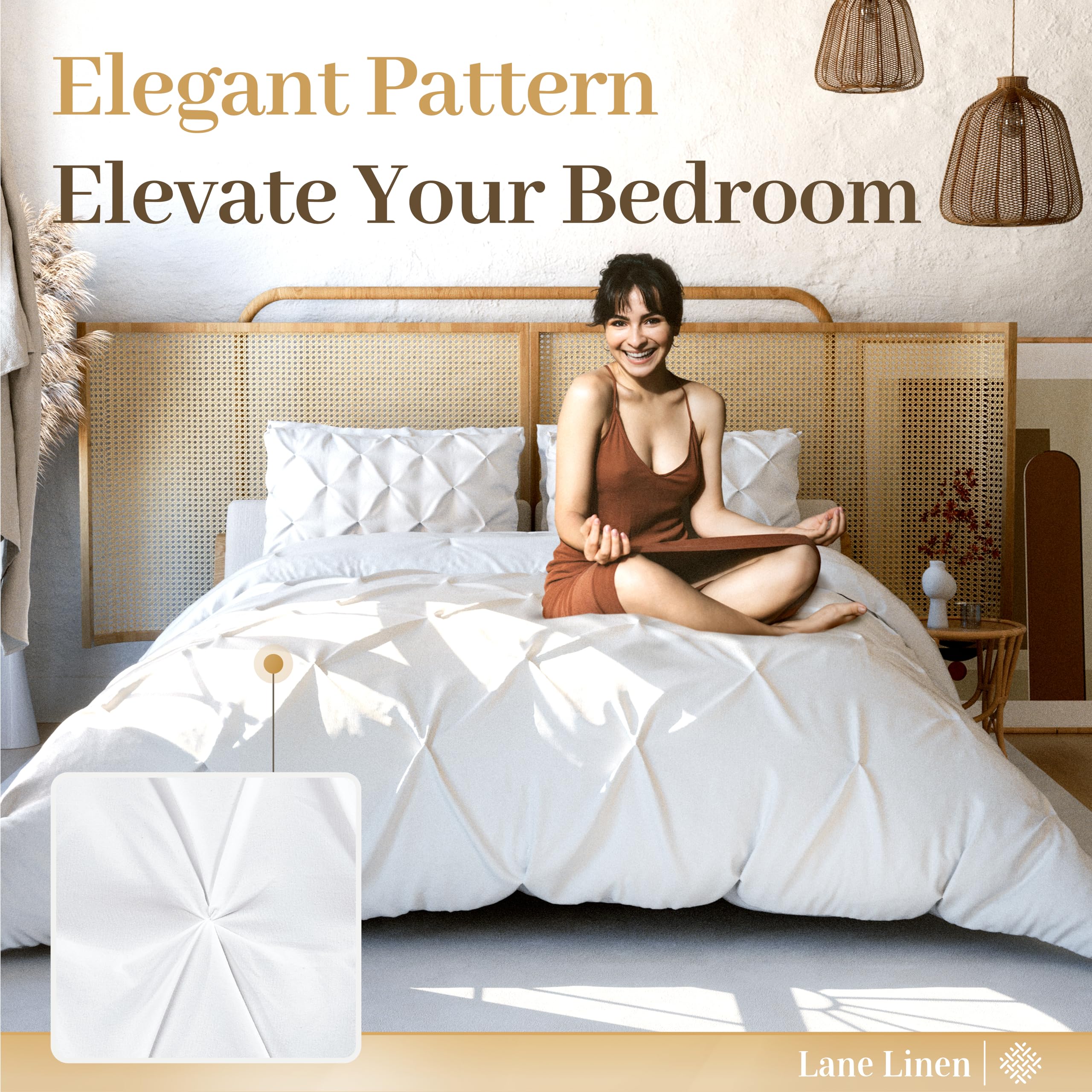 Foto 7 | Juego De Edredón Lane Linen White Queen Con Sábanas, 7 Piezas - Venta Internacional.
