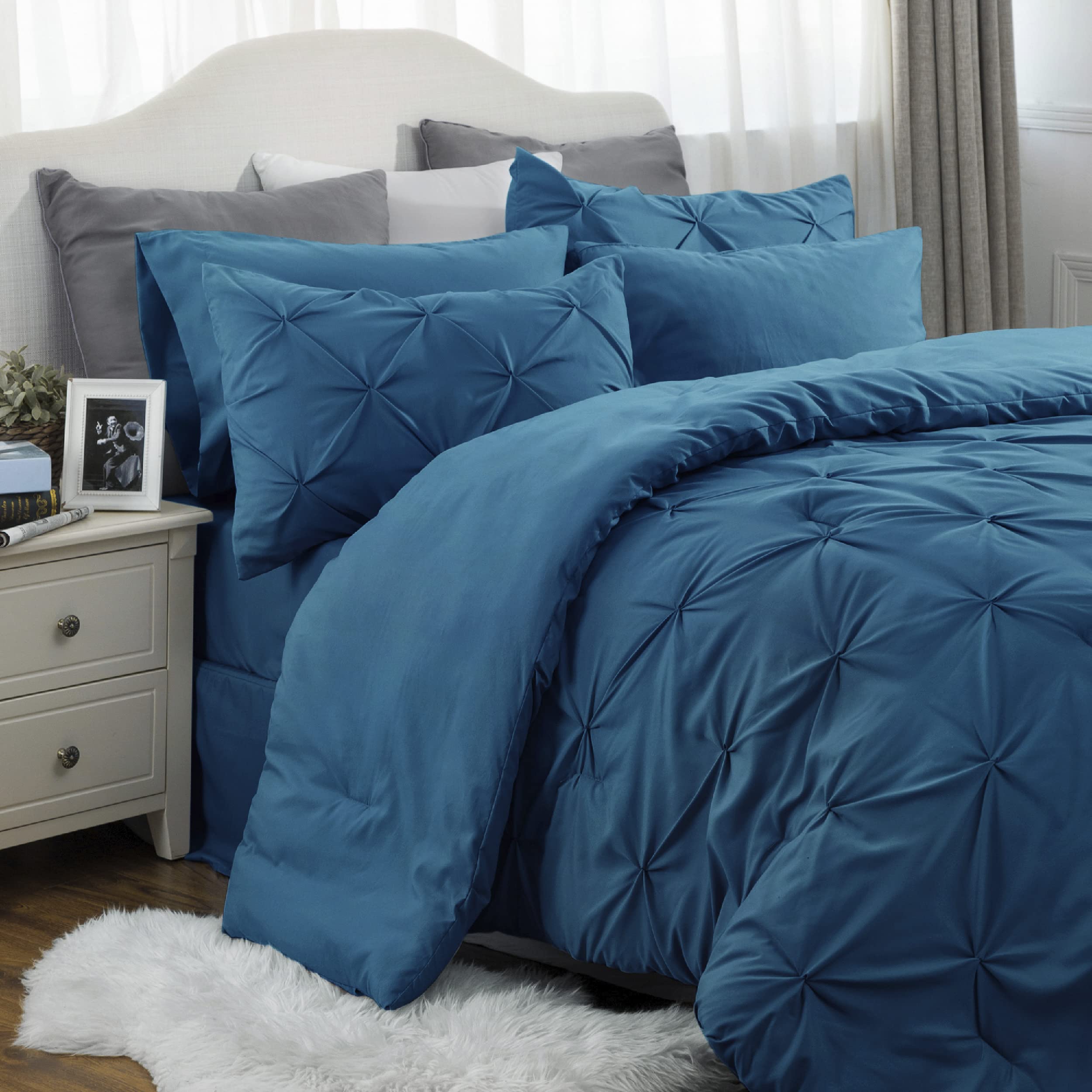 Foto 5 | Juego De Edredón Bedsure California King Teal Con 7 Piezas - Venta Internacional.