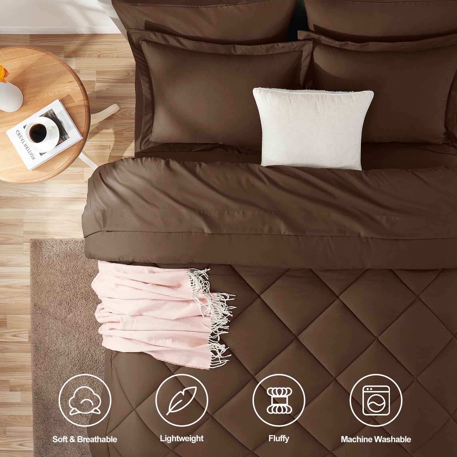 Foto 3 pulgar | Juego De Edredón Cozylux, Tamaño King, Marrón, 7 Piezas, Cama En Bolsa - Venta Internacional.