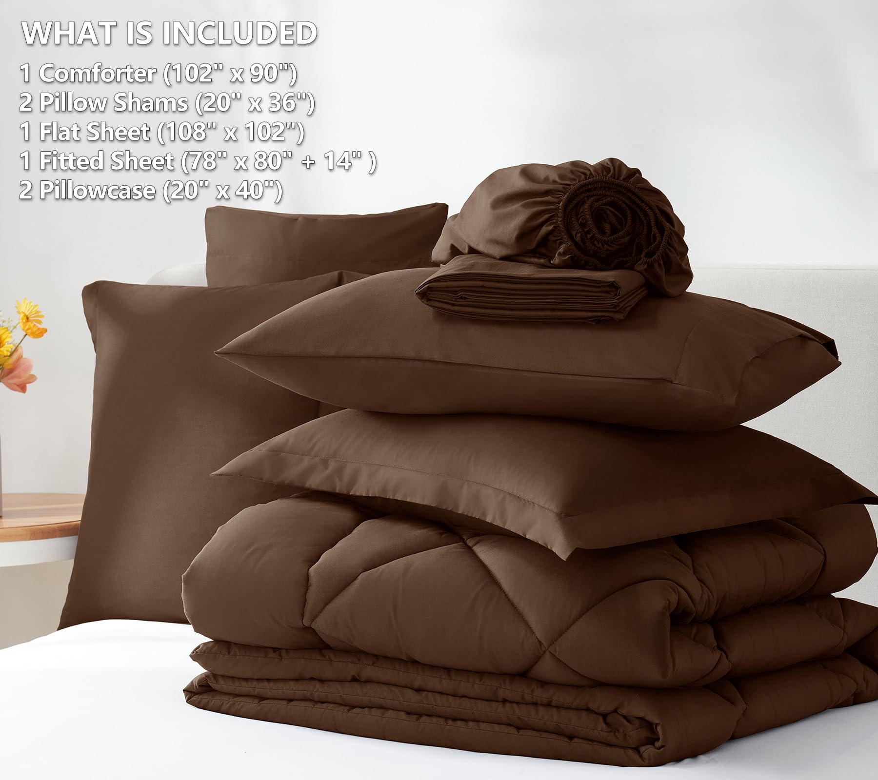 Foto 7 pulgar | Juego De Edredón Cozylux, Tamaño King, Marrón, 7 Piezas, Cama En Bolsa - Venta Internacional.
