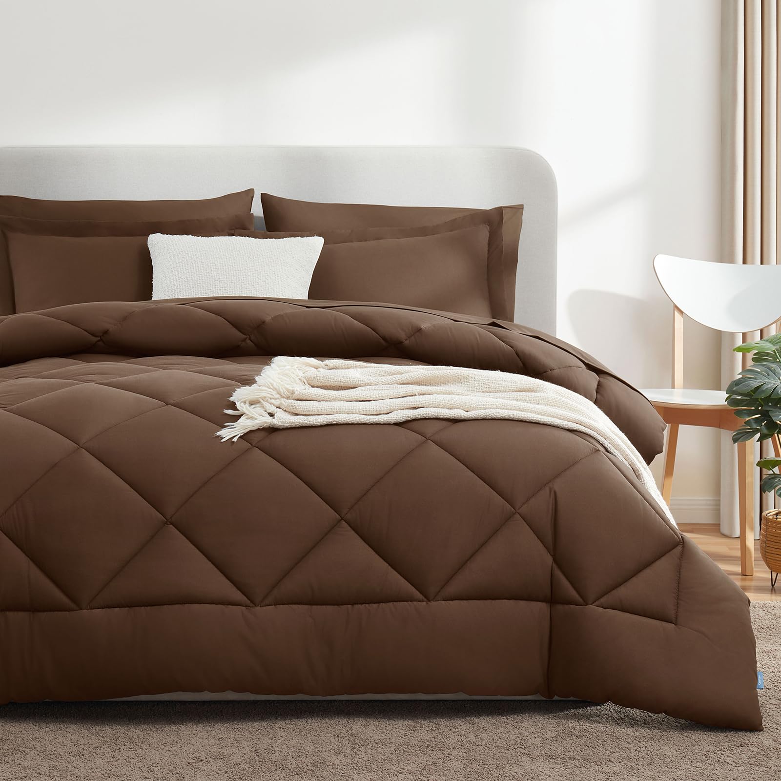 Foto 8 pulgar | Juego De Edredón Cozylux, Tamaño King, Marrón, 7 Piezas, Cama En Bolsa - Venta Internacional.