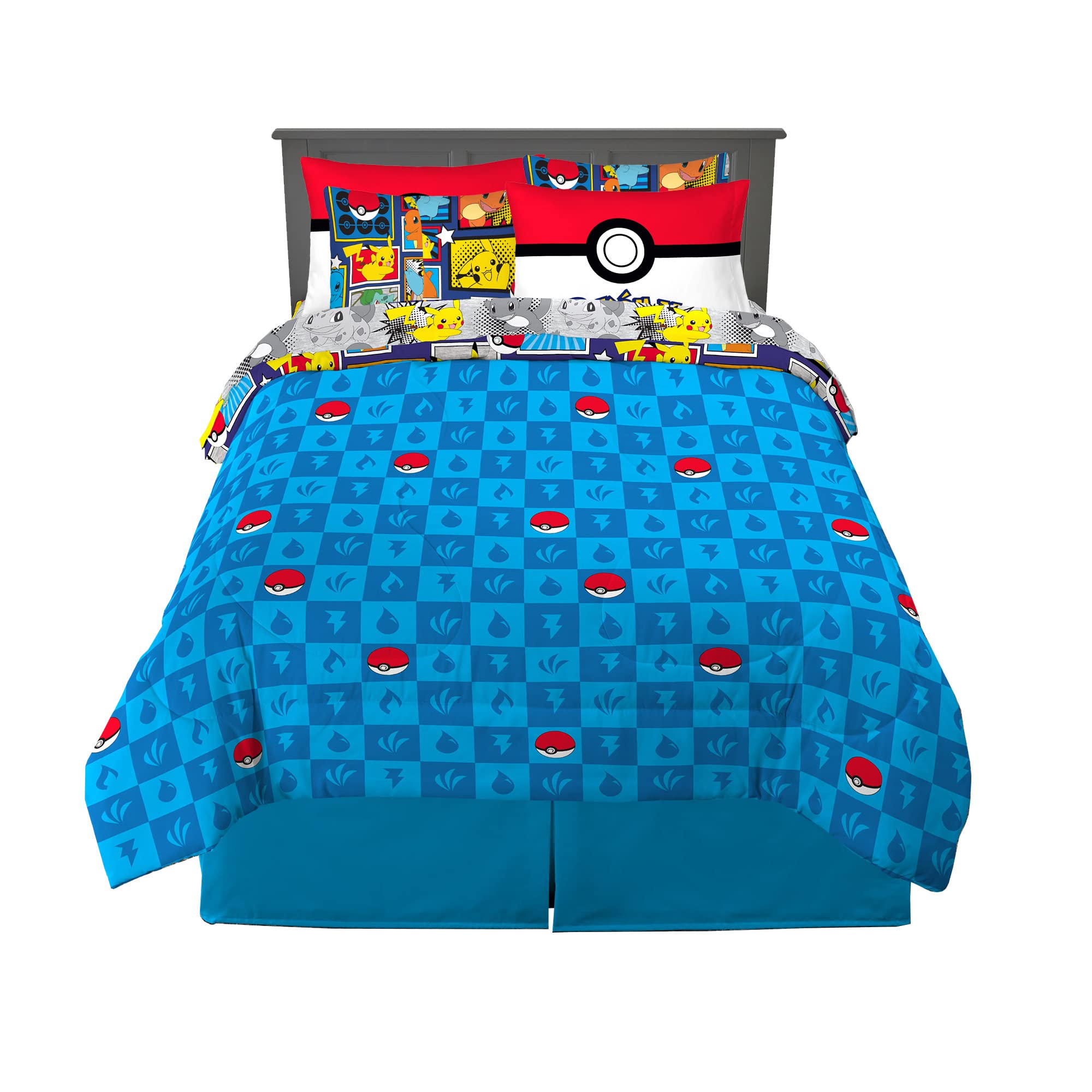 Foto 2 pulgar | Juego De Ropa De Cama Franco Pokemon Con Edredón Y Sábana, 7 Piezas, Tamaño Queen - Venta Internacional.