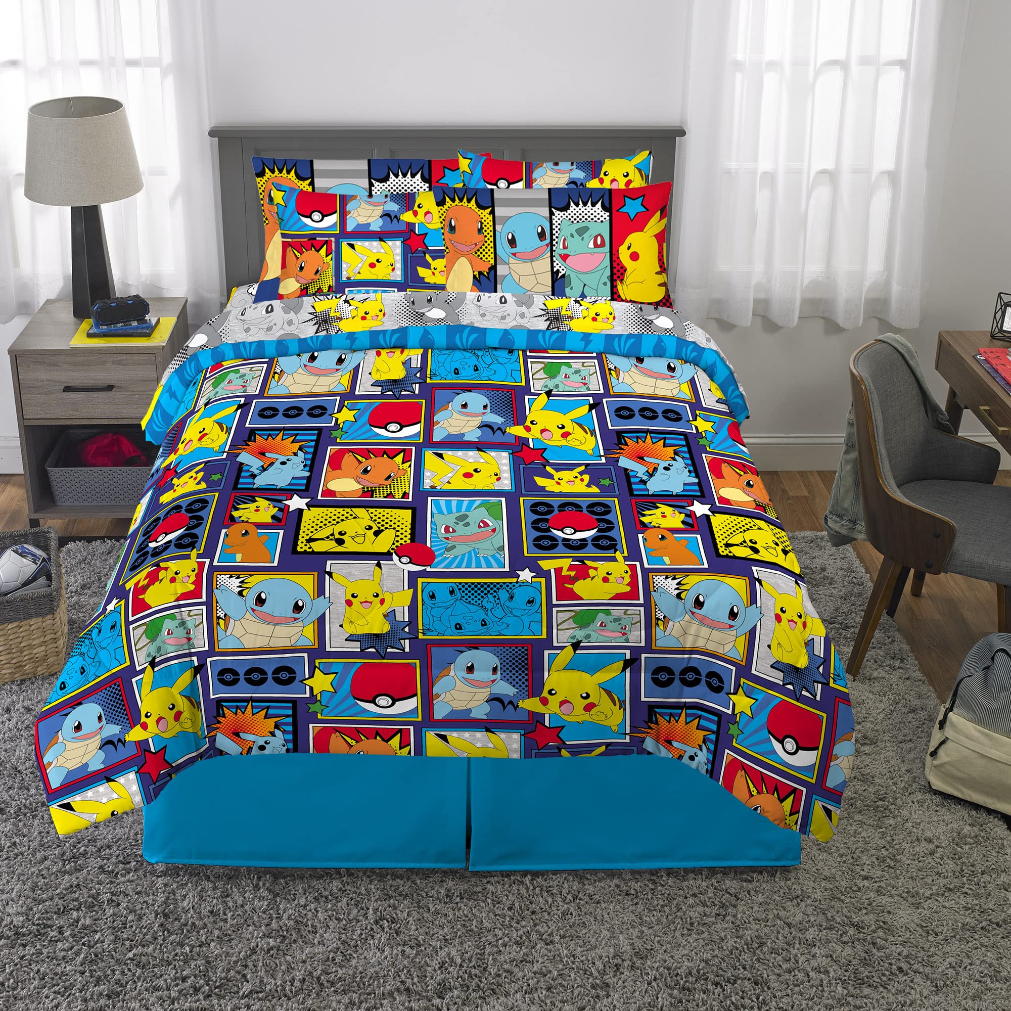 Foto 5 pulgar | Juego De Ropa De Cama Franco Pokemon Con Edredón Y Sábana, 7 Piezas, Tamaño Queen - Venta Internacional.