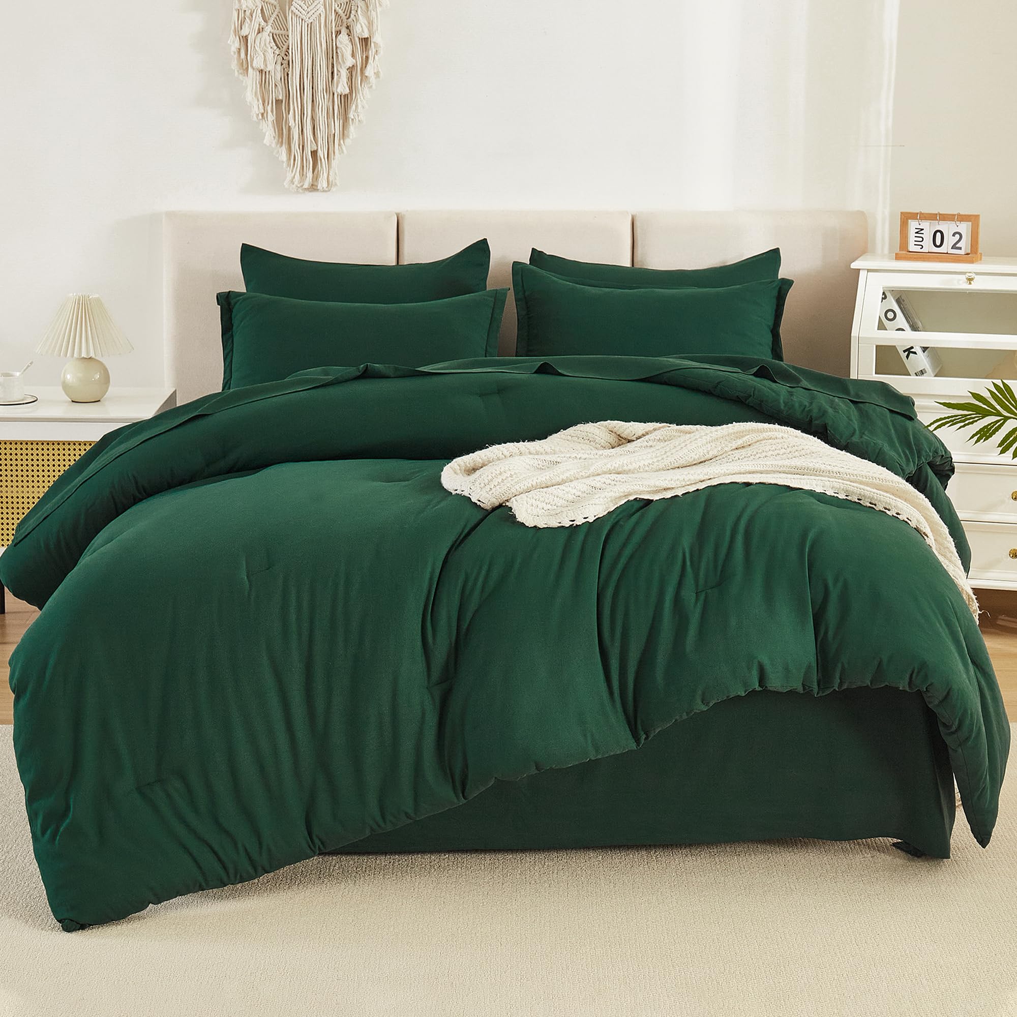 Foto 2 pulgar | Juego De Cama Litanika Queen, Edredón Verde Esmeralda Oscuro, 7 Piezas - Venta Internacional.