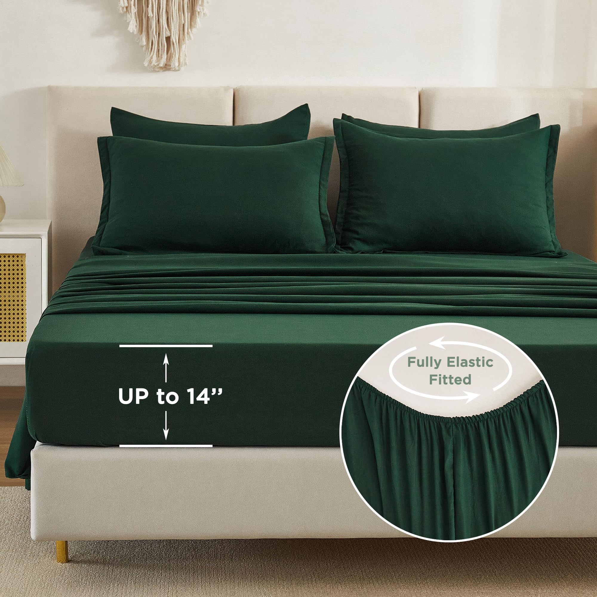 Foto 2 | Juego De Cama Litanika Queen, Edredón Verde Esmeralda Oscuro, 7 Piezas - Venta Internacional.