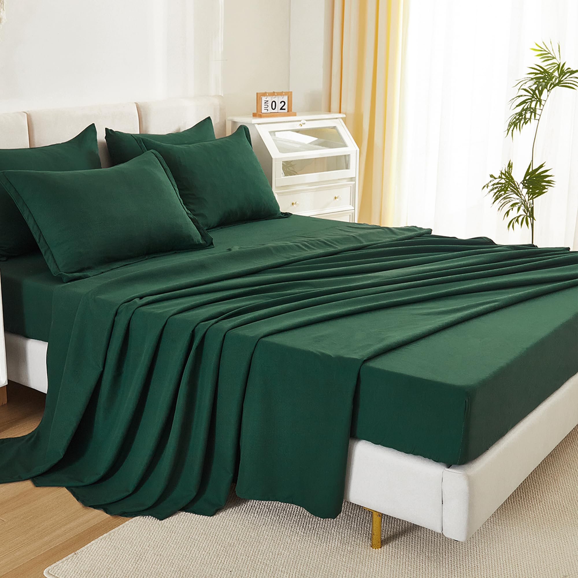 Foto 4 pulgar | Juego De Cama Litanika Queen, Edredón Verde Esmeralda Oscuro, 7 Piezas - Venta Internacional.