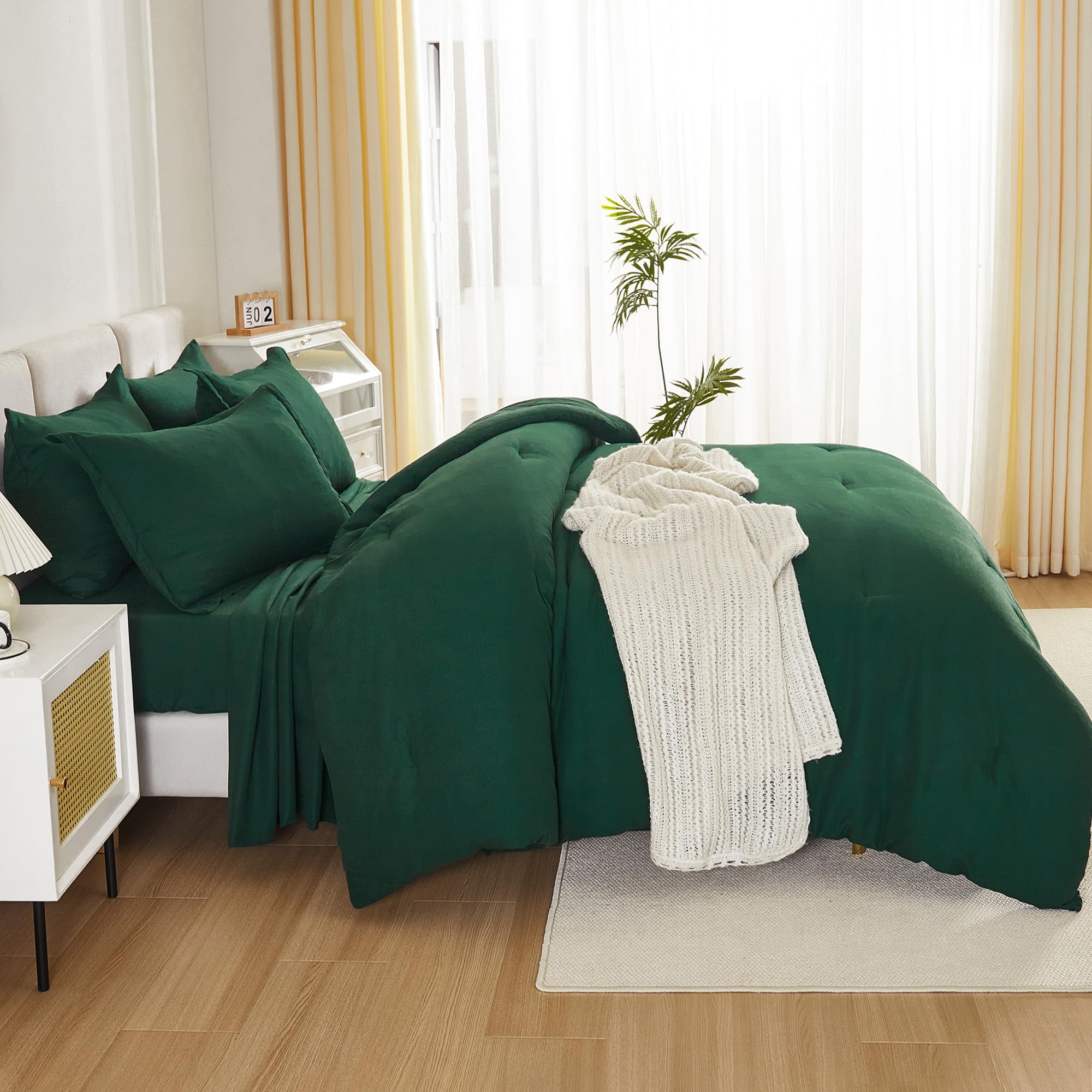 Foto 5 pulgar | Juego De Cama Litanika Queen, Edredón Verde Esmeralda Oscuro, 7 Piezas - Venta Internacional.