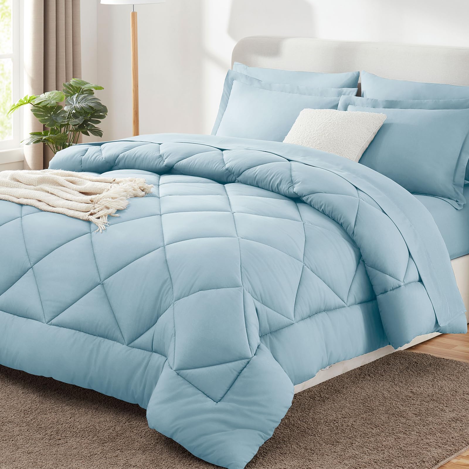 Foto 1 | Juego De Edredón Cozylux Queen, Color Azul Claro, 7 Piezas, Cama En Bolsa - Venta Internacional.