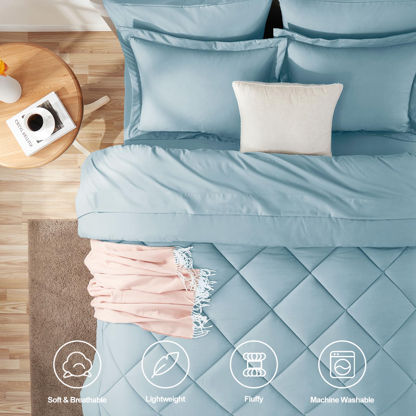 Foto 2 | Juego De Edredón Cozylux Queen, Color Azul Claro, 7 Piezas, Cama En Bolsa - Venta Internacional.