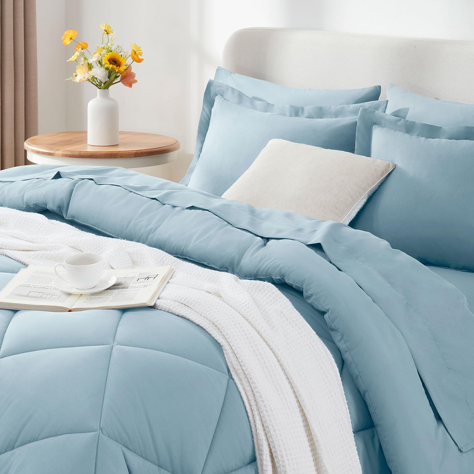 Foto 4 pulgar | Juego De Edredón Cozylux Queen, Color Azul Claro, 7 Piezas, Cama En Bolsa - Venta Internacional.