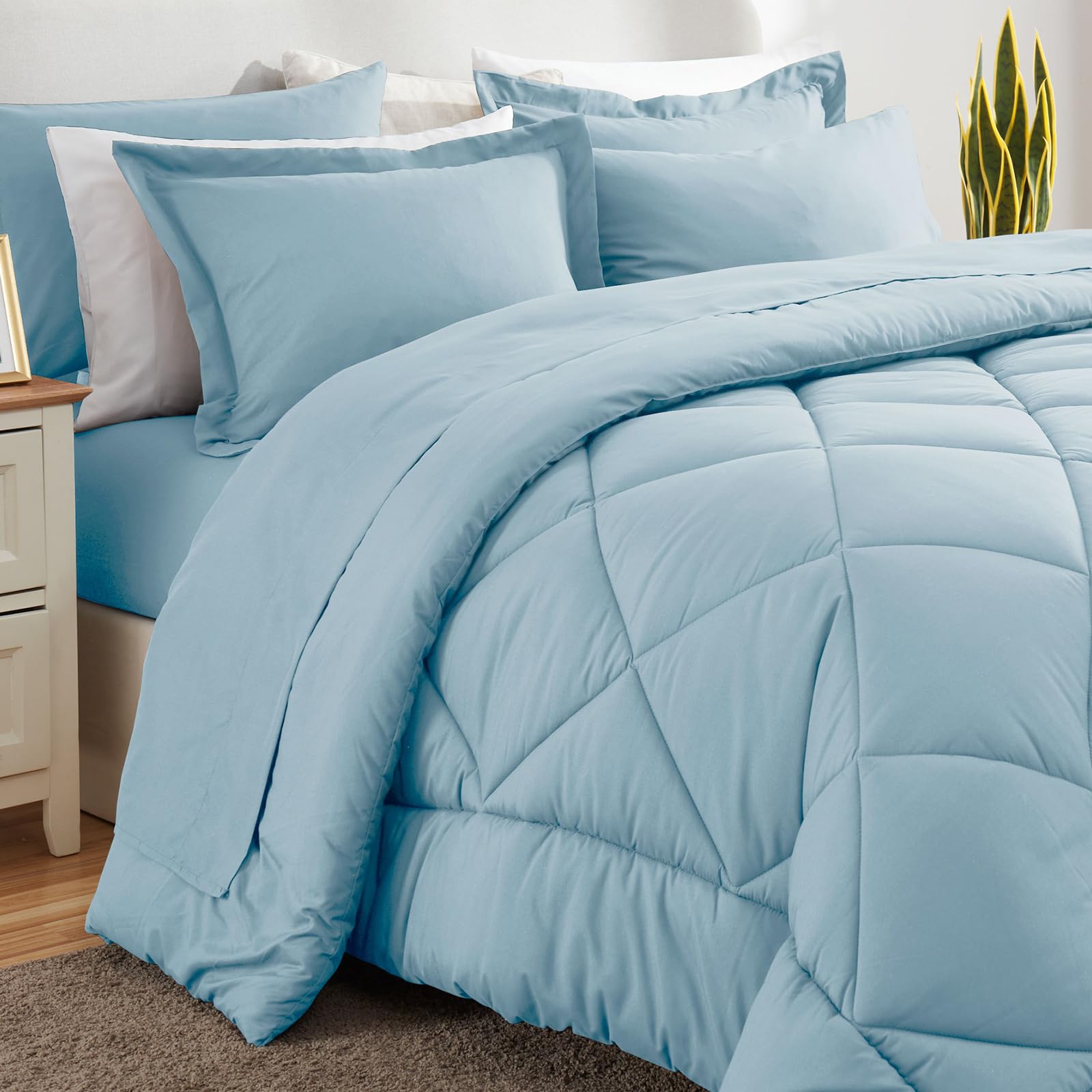 Foto 5 pulgar | Juego De Edredón Cozylux Queen, Color Azul Claro, 7 Piezas, Cama En Bolsa - Venta Internacional.