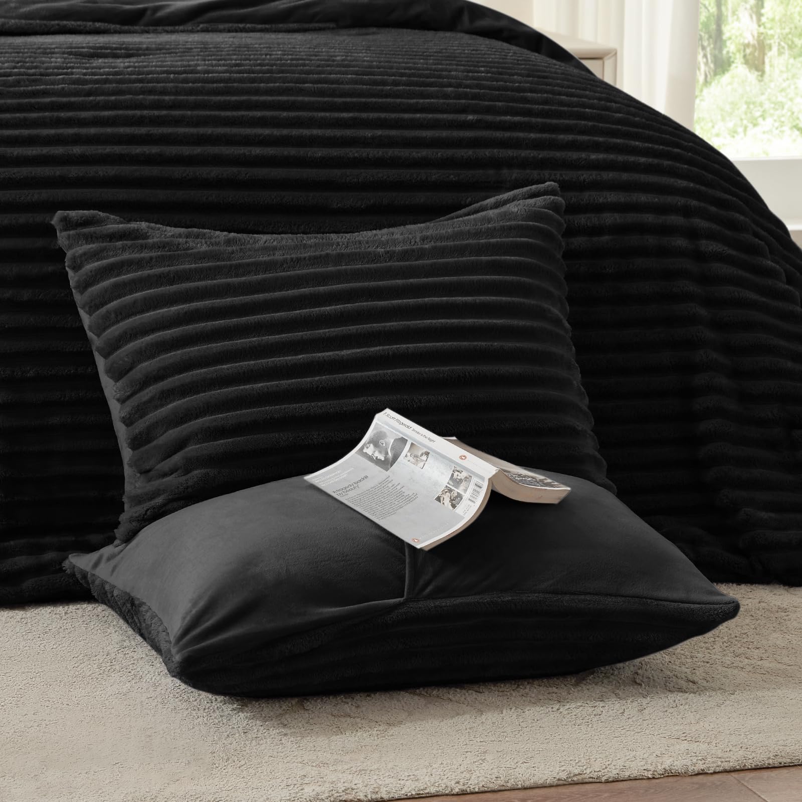 Foto 7 | Juego De Edredón Exq Home Fluffy King Size Con 2 Fundas De Almohada, Color Negro - Venta Internacional.