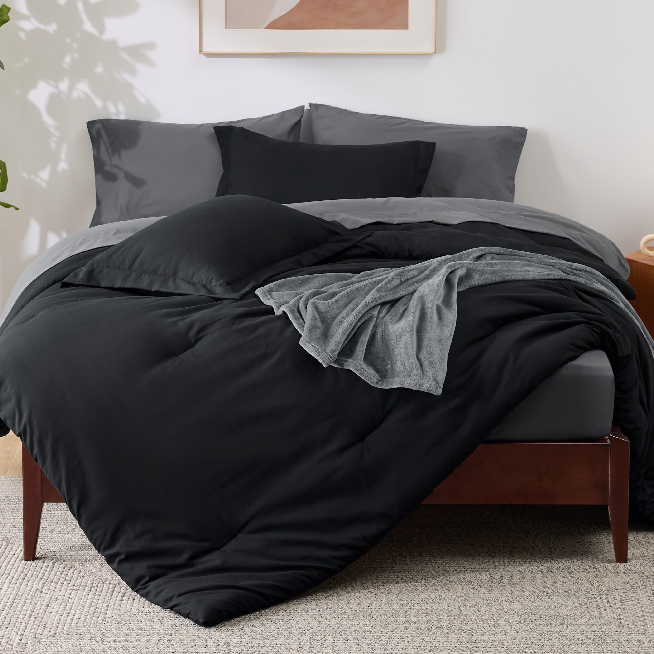 Foto 1 | Juego De Edredón Bedsure Queen Negro Con 8 Piezas Prelavadas - Venta Internacional.
