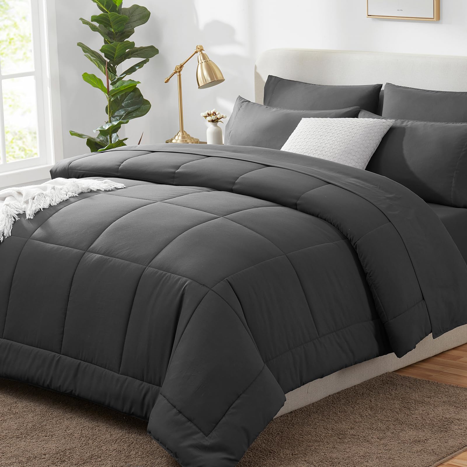 Foto 2 pulgar | Juego De Edredón Cozylux, Color Gris Oscuro, Cama King Size, 7 Piezas, En Una Bolsa - Venta Internacional.