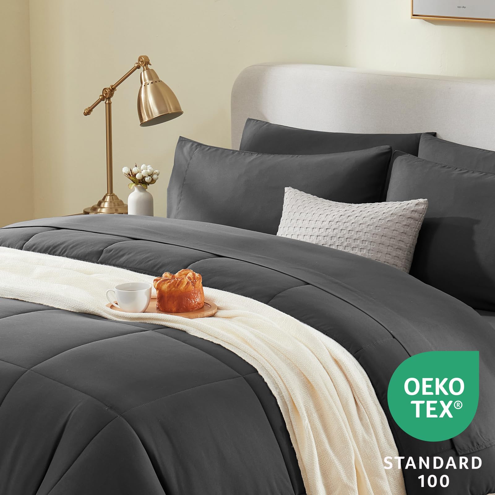 Foto 4 pulgar | Juego De Edredón Cozylux, Color Gris Oscuro, Cama King Size, 7 Piezas, En Una Bolsa - Venta Internacional.