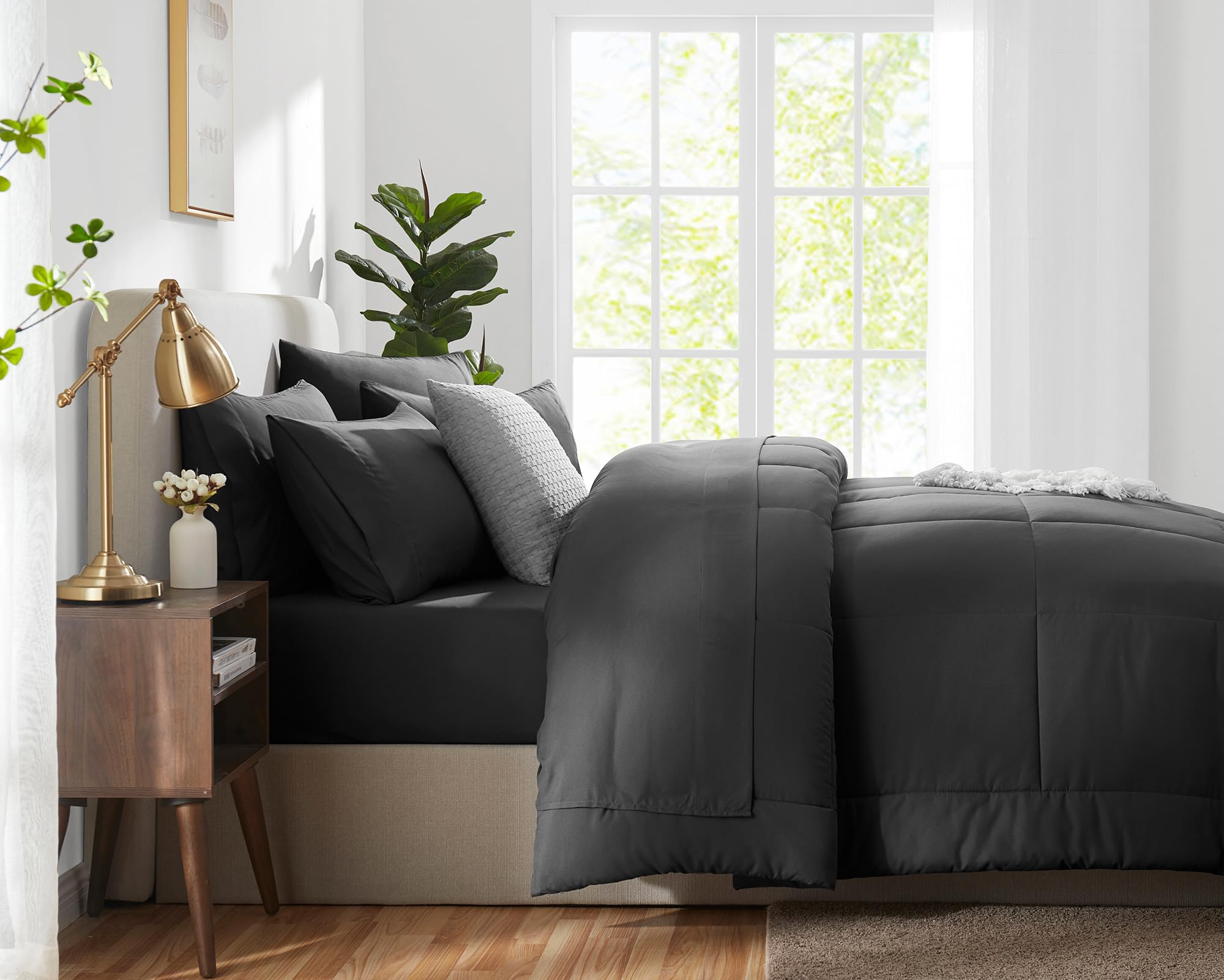 Foto 5 pulgar | Juego De Edredón Cozylux, Color Gris Oscuro, Cama King Size, 7 Piezas, En Una Bolsa - Venta Internacional.