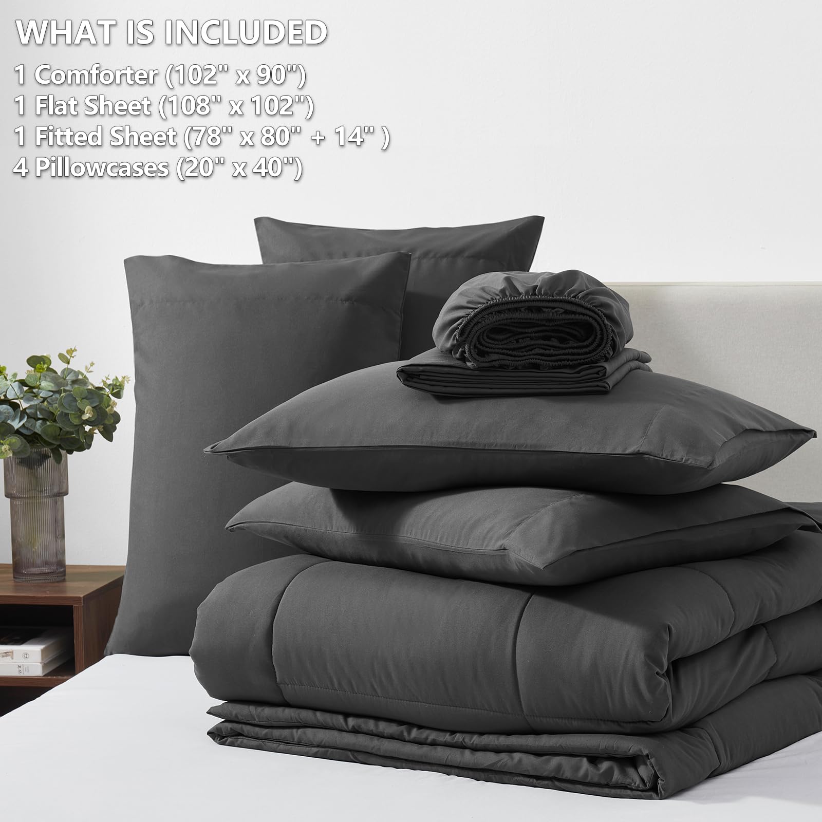 Foto 7 pulgar | Juego De Edredón Cozylux, Color Gris Oscuro, Cama King Size, 7 Piezas, En Una Bolsa - Venta Internacional.