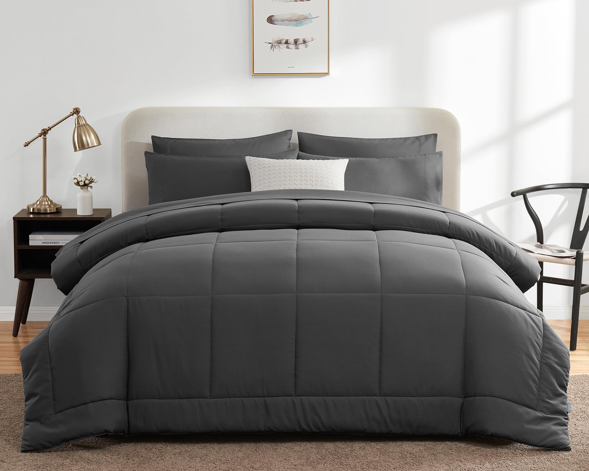 Foto 8 pulgar | Juego De Edredón Cozylux, Color Gris Oscuro, Cama King Size, 7 Piezas, En Una Bolsa - Venta Internacional.