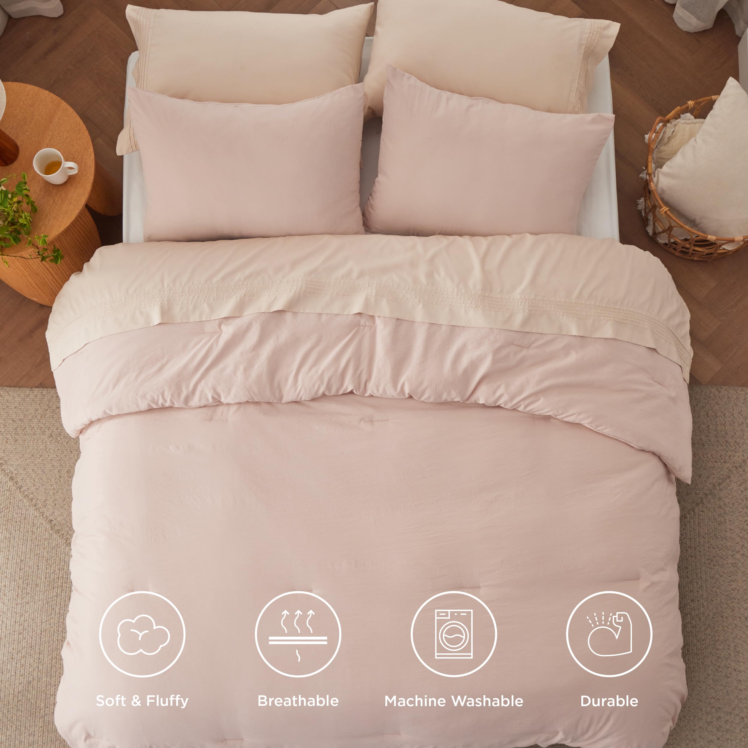 Foto 4 | Juego De Edredón Bedsure Queen Size Dusty Rose, 3 Piezas - Venta Internacional.