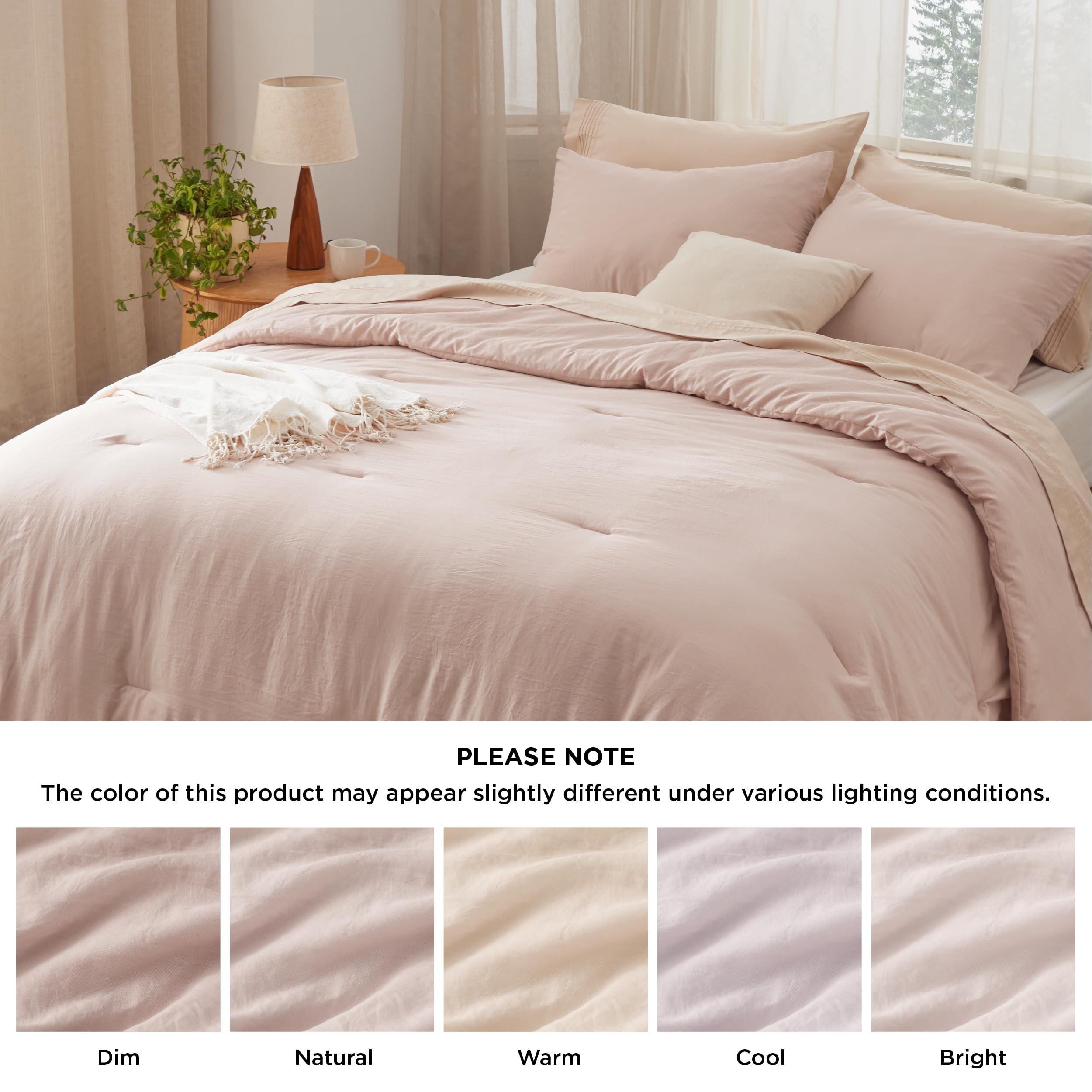 Foto 7 | Juego De Edredón Bedsure Queen Size Dusty Rose, 3 Piezas - Venta Internacional.
