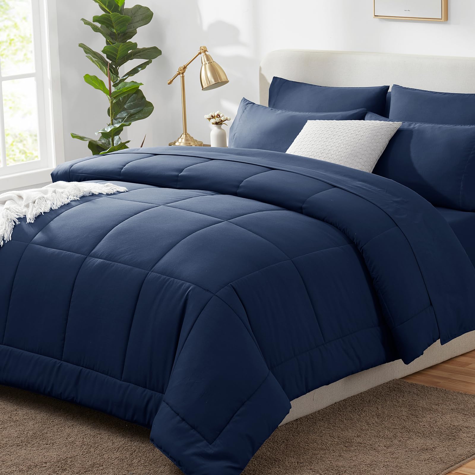 Foto 2 pulgar | Edredón King Size con Fundas de Almohada CozyLux Azul 7 Piezas - Venta Internacional