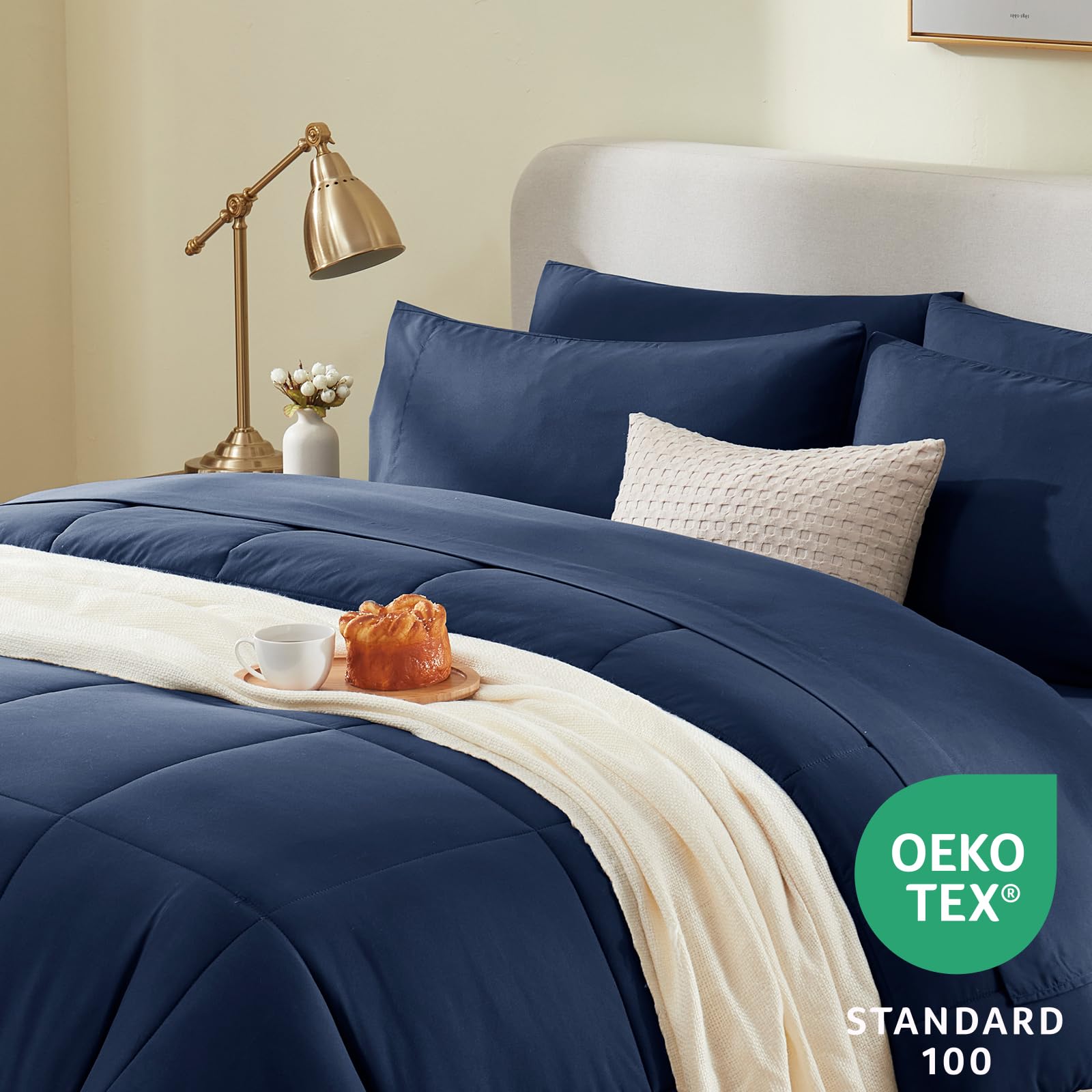 Foto 4 pulgar | Edredón King Size con Fundas de Almohada CozyLux Azul 7 Piezas - Venta Internacional