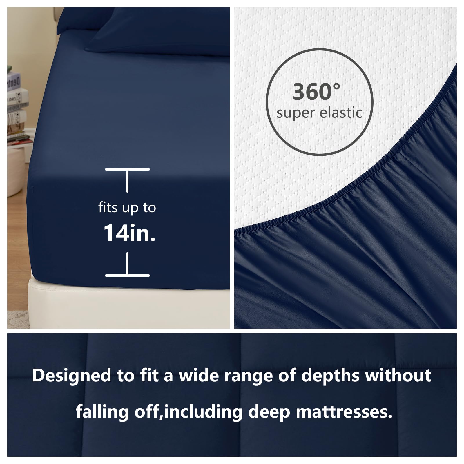 Foto 5 | Edredón King Size con Fundas de Almohada CozyLux Azul 7 Piezas - Venta Internacional