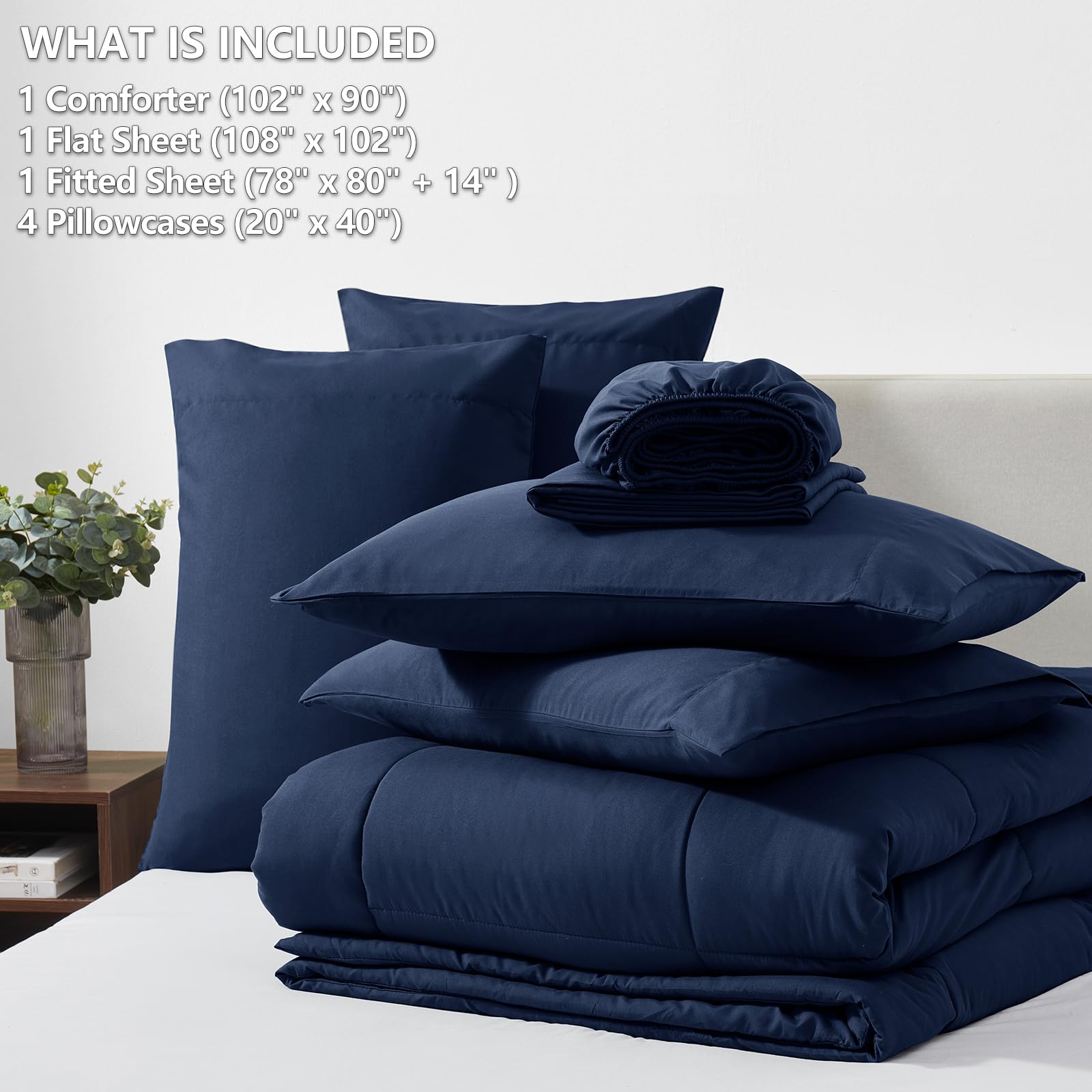 Foto 7 pulgar | Edredón King Size con Fundas de Almohada CozyLux Azul 7 Piezas - Venta Internacional