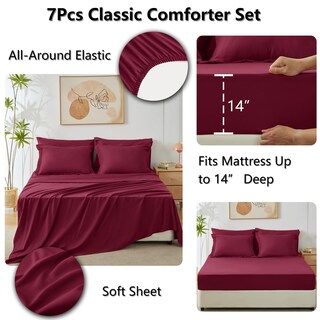 Foto 5 | Edredón King Size Tinto 7 Piezas-Venta Internacional